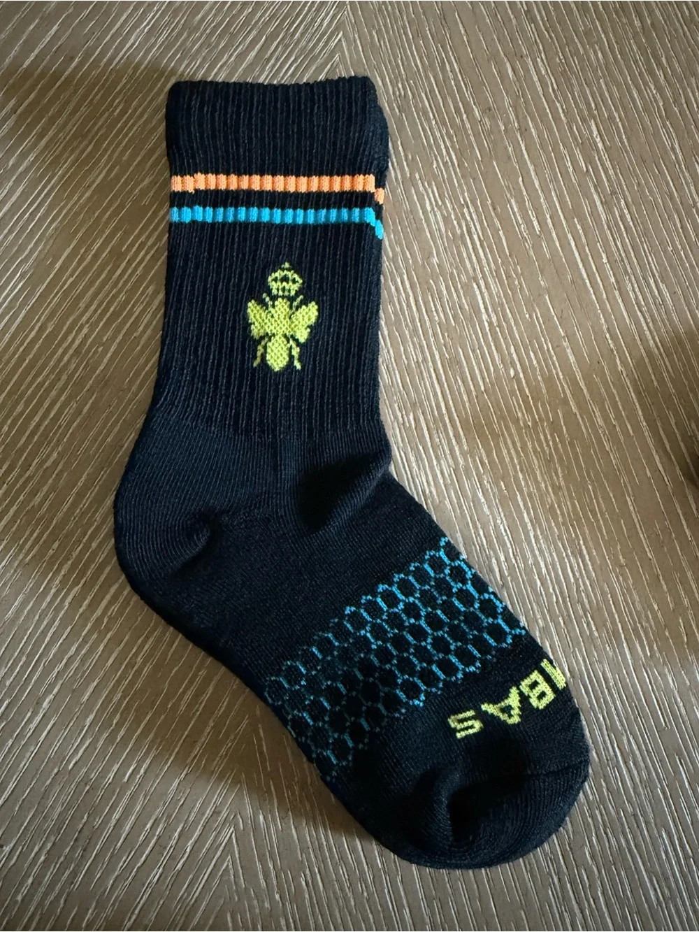 Bombas Youth XS Black Athletic Crew Socks with Blue & Orange Accents 2 Pack NWT